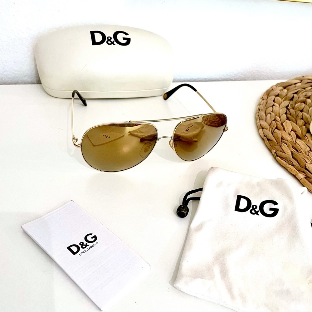 D&G Dolce & Gabbana Vintage Gold Mirror Sunglasses 6069